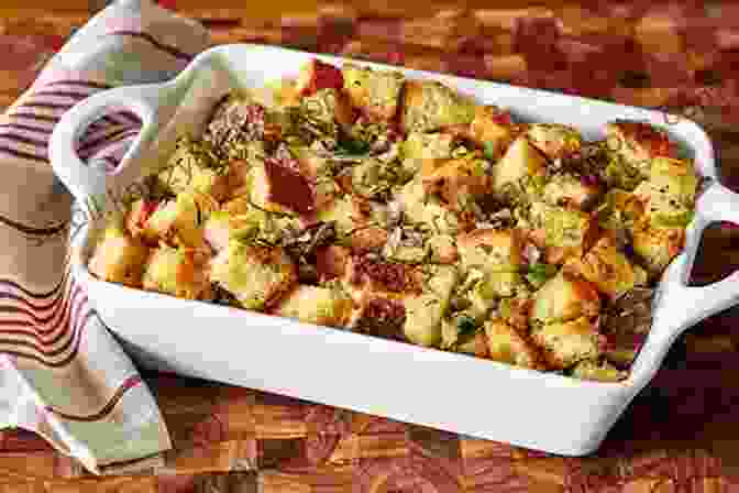 A Delicious, Golden Brown Stuffing In A Serving Dish How To Create Amazing Stuffing For Thanksgiving And Christmas: Quick Guide To Make With DIY Recipes