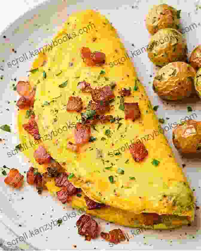 An Exquisite Omelette Served Alongside A Glass Of Red Wine, Both Presented On A Rustic Wooden Table. An Omelette And A Glass Of Wine