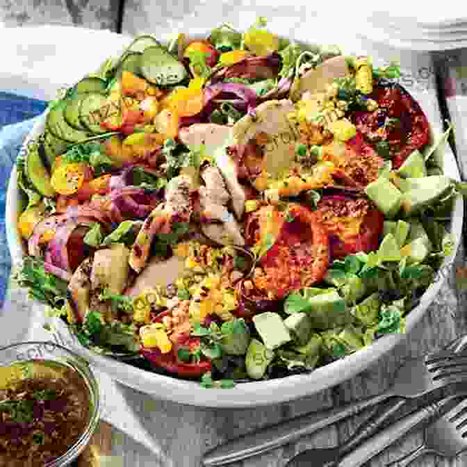 Colorful And Nutrient Packed Salad, Featuring A Variety Of Vegetables, Grilled Chicken, And A Zesty Dressing. Mediterranean Diet On A Budget: Recipes Meal Plans And Tips To Eat Healthfully For As Little As $50 A Week